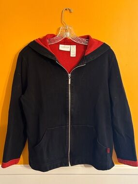 Liz Claiborne Black Zip Hoodie with Red Lining